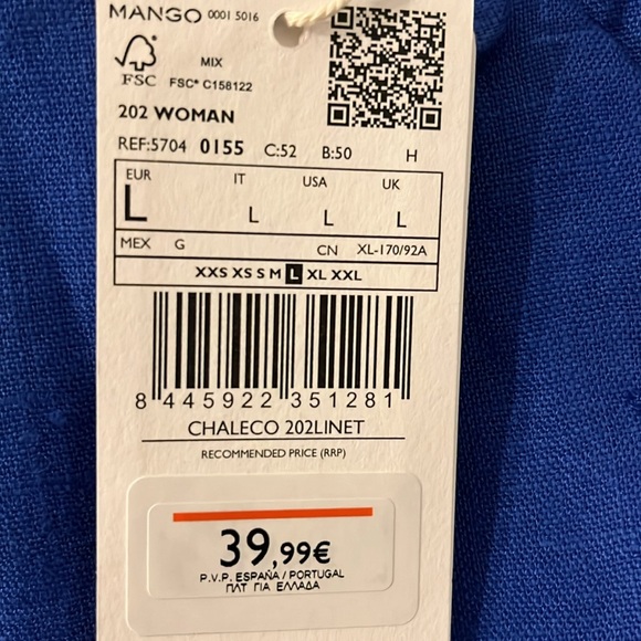 Mango Double Breasted Vest in blue, Size L. Coordinate set - Picture 6 of 8